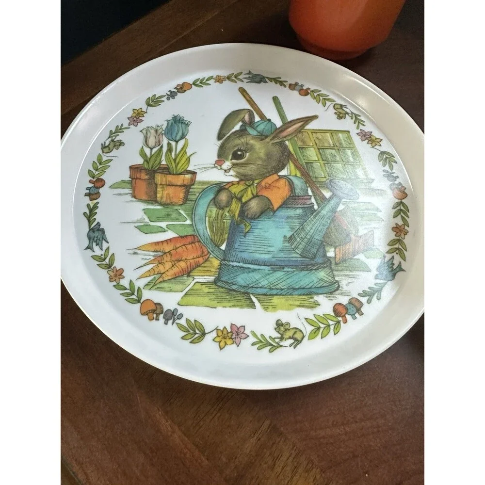 Vintage Peter Rabbit SiLite Inc Melamine bunny Kids Plate bowl Mug Set Cottage
